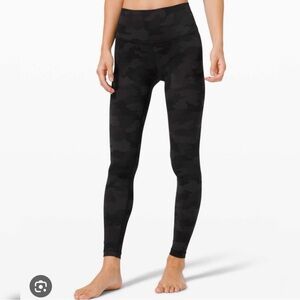 Lululemon Athletica Camo Black Leggings High Waist Performance Women’s Size 6